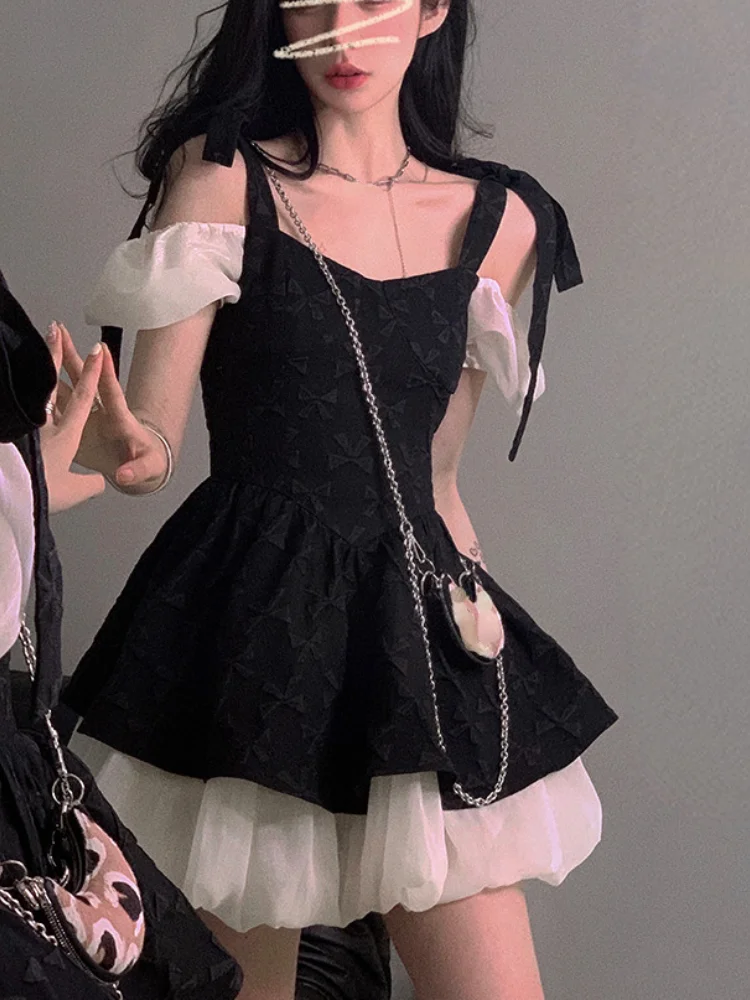 Gothic Black Y2k Elegant Party Dress SP18536