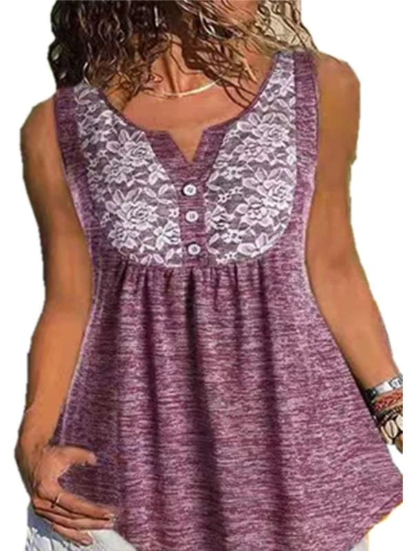 Women's V-neck Sleevelesss Printed Vest