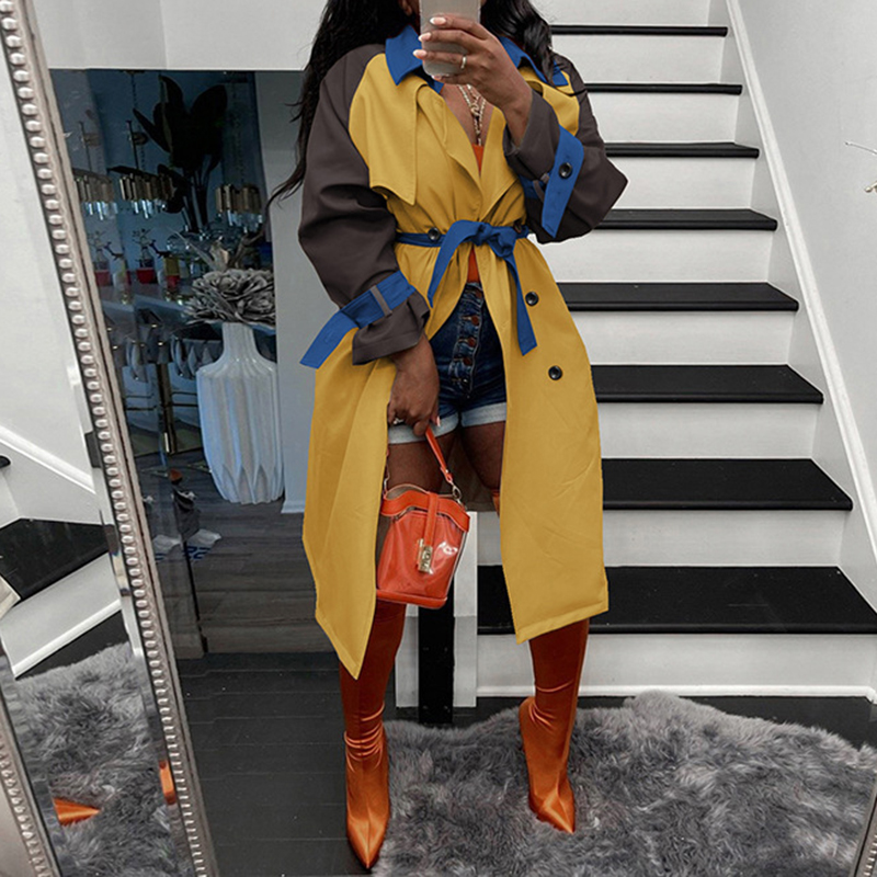 Casual Color Contrast Trench Coat wearshes