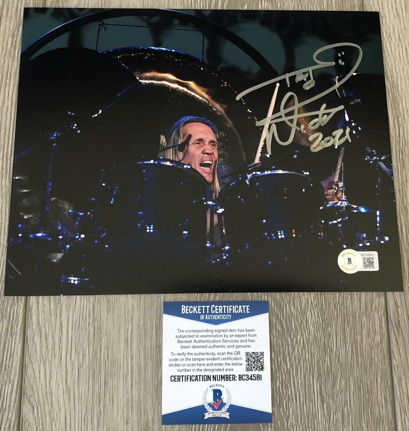 NICKO MCBRAIN SIGNED IRON MAIDEN DRUMMER 8x10 Photo Poster painting C w/PROOF BECKETT BAS COA