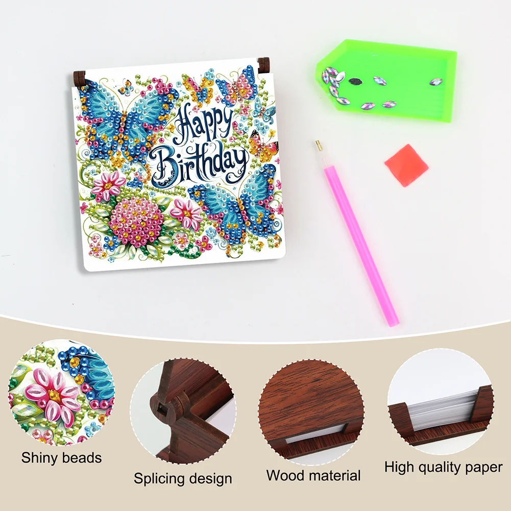 DIY Flower Butterfly Diamond Painting Note Box Paper 160 Sheets of Paper for DIY Art Craft