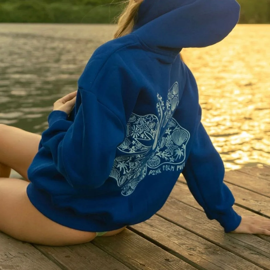 Women's Drop Sleeve Threaded Print Hoodie