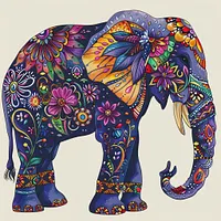 Floral Elephant Design - Diamond Painting