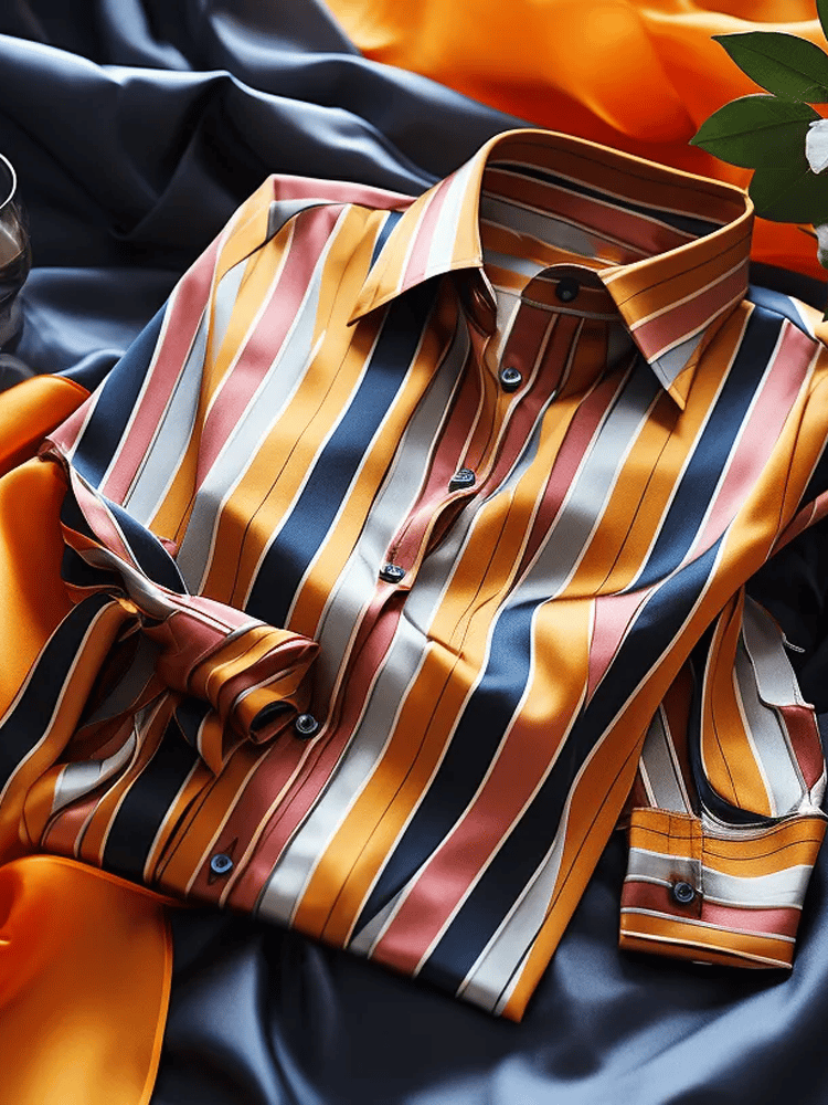 Men's Elegant Romantic Striped Long Sleeve Shirt 