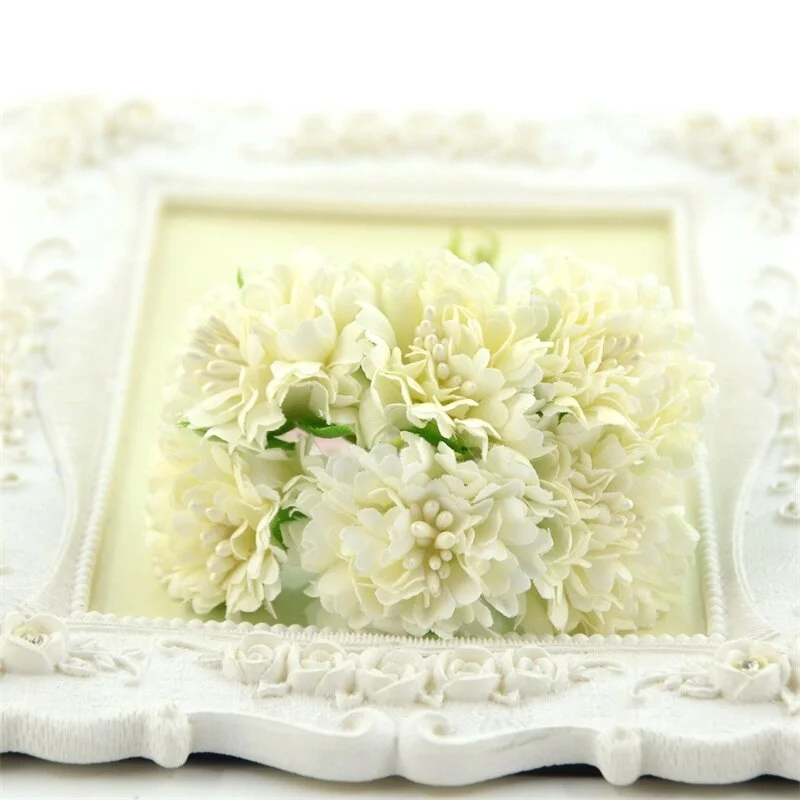 6pcs/lot Mini Artificial Silk Rose Flower Bouquet For Wedding Home Decoration DIY Handmade Crafts Accessories Fake Flowers