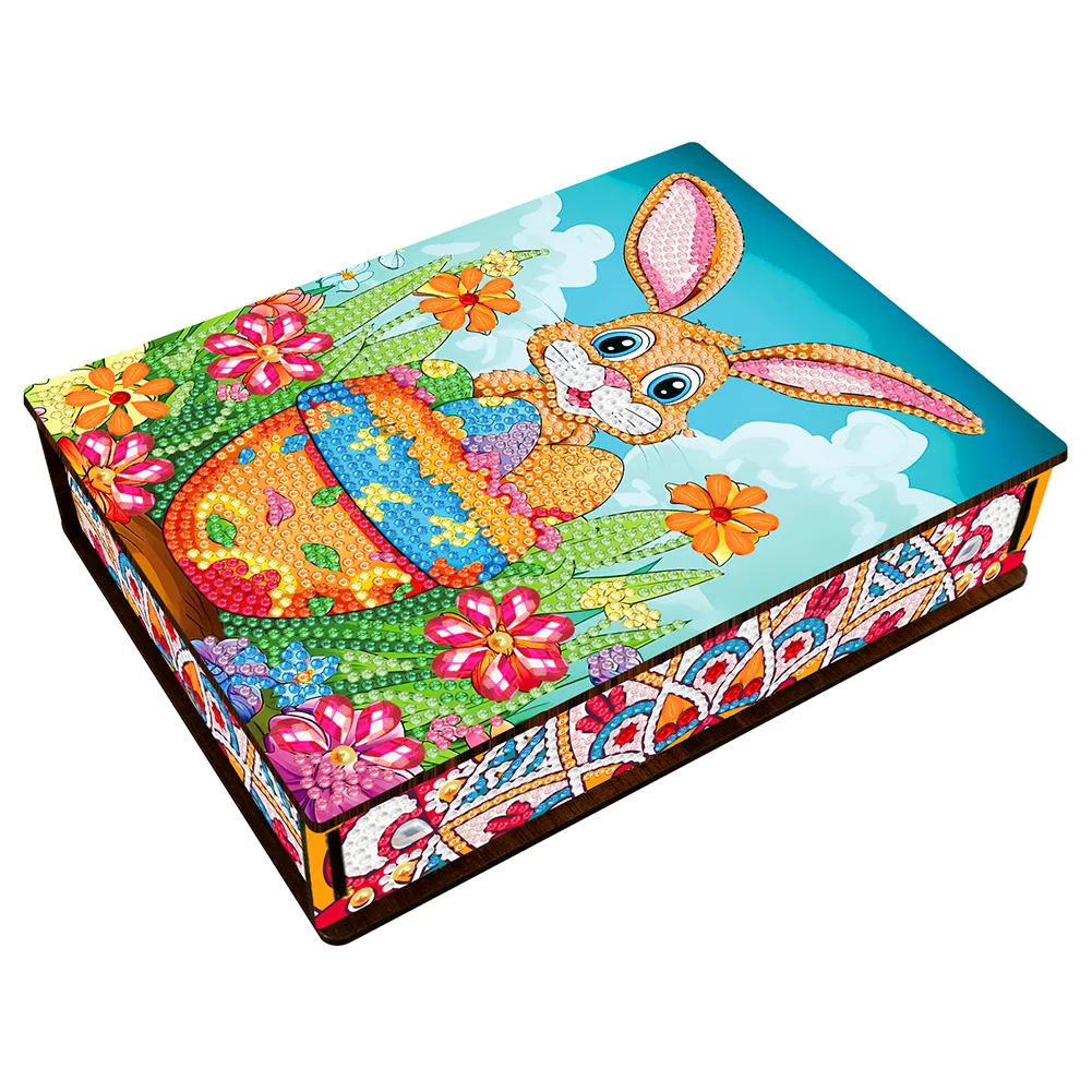DIY Wooden Rabbit Easter Eggs DIY Special Shaped Diamond Painting Jewelry Organiser