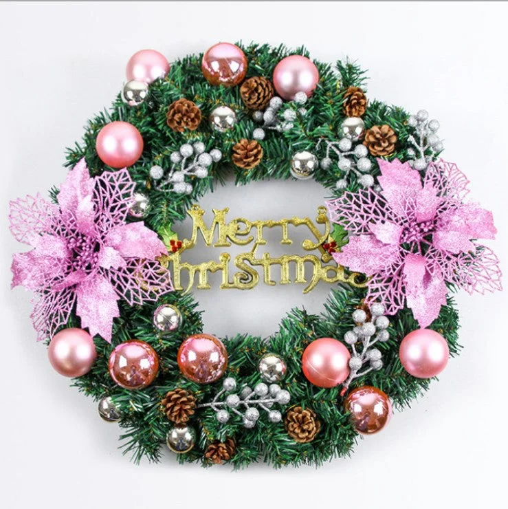 Gold Silver Red Christmas Balls And Berries Artificial Christmas Wreaths For Front Door