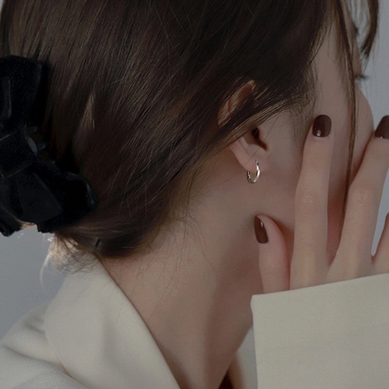 1 Pair Minimalist Spiral Stripe Brass Hoop Earrings