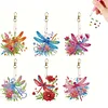 (US Only)6Pcs DIY Dragonfly Special Shape 5D Diamond Art Keychain for Birthday Gift
