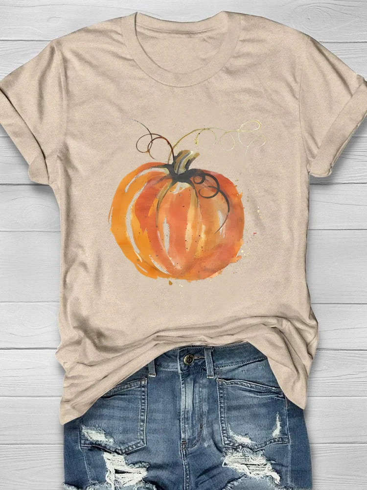 Eagerlys Painted Pumpkin Short Sleeve T-shirt