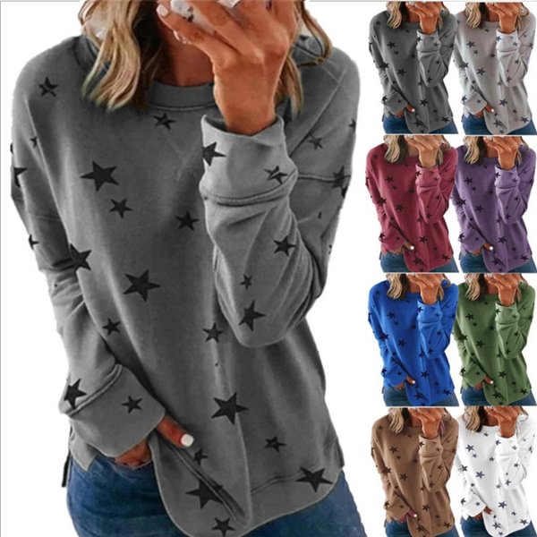 Autumn/winter Casual Fashion Plus Size Women's Top Loose Plus Size Long Sleeve T-shirt Printed Sweatshirt - Shop Trendy Women's Clothing | LoverChic