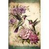 (Big Size)Vintage Poster Flowers and Hummingbirds - 11CT Counted Cross Stitch - 40*60cm