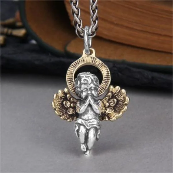 Sterling Silver Eros Cherub Pendant Necklace