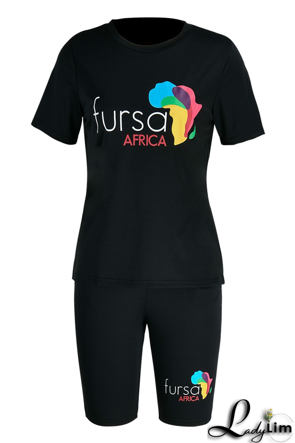 White Fashion Casual Print Basic O Neck Short Sleeve Two Pieces