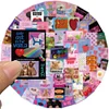 65PCS Pink Poster Transferable Stickers for DIY Project Laptop Suitcase Decorating