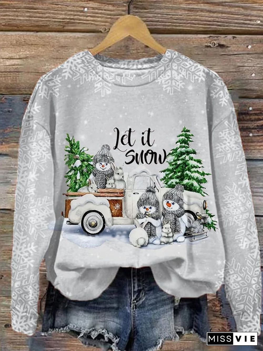 Women's Christmas Print Casual Long Sleeve Sweatshirt