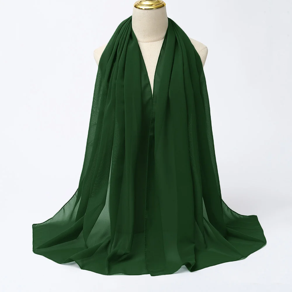 Women's Muslim Chiffon Hijab Scarf Long Solid Color Breathable Head Wrap