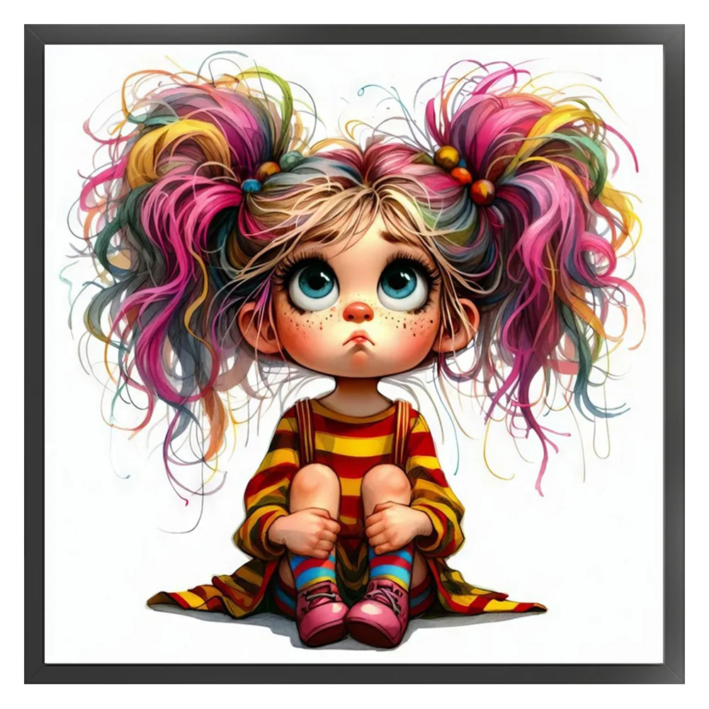 11CT Full Stamped Cross Stitch - Girl(Canvas|40*40CM)