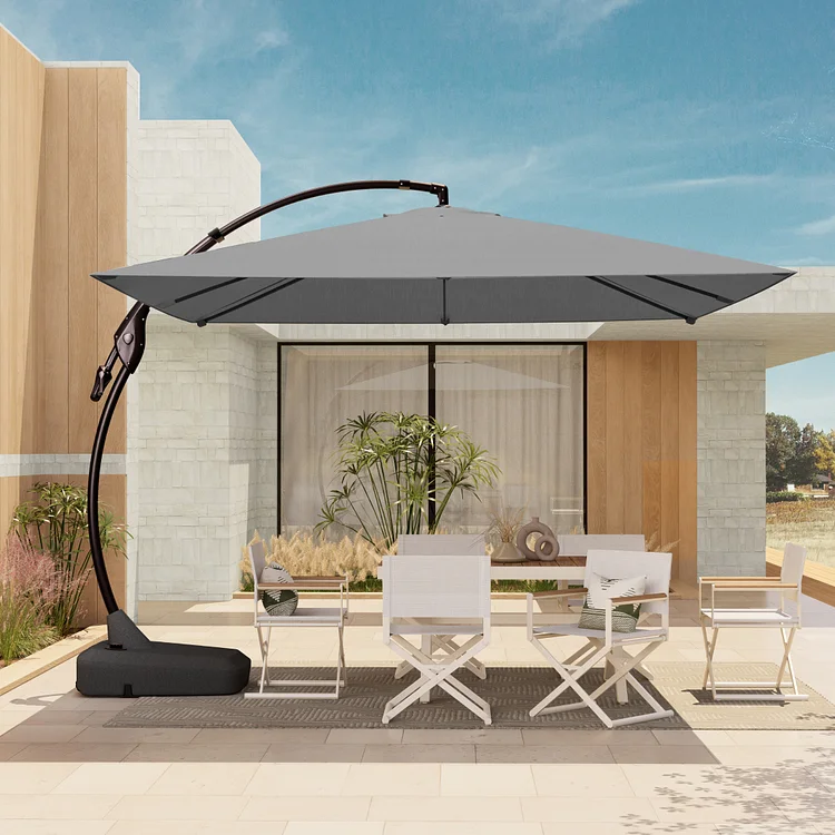 GRAND PATIO Sunbrella Cantilever Umbrella with Base, with Umbrella Cover, 10X10 FT Square Aluminum Patio Umbrella