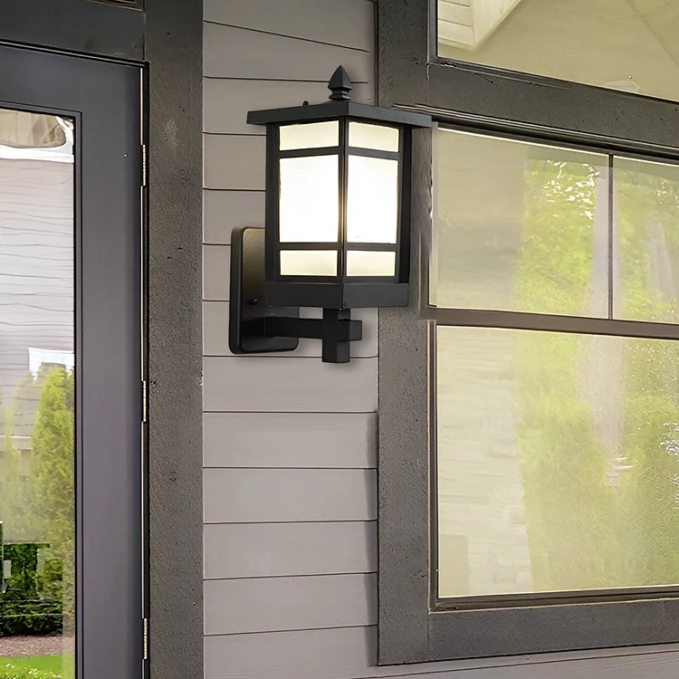 Vintage Waterproof LED Glass Matte Black Retro Wall Lamp Exterior Lights - Appledas