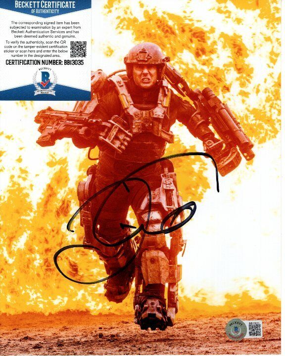 TOM CRUISE signed 8x10 EDGE OF TOMORROW CAGE Photo Poster painting Beckett BAS