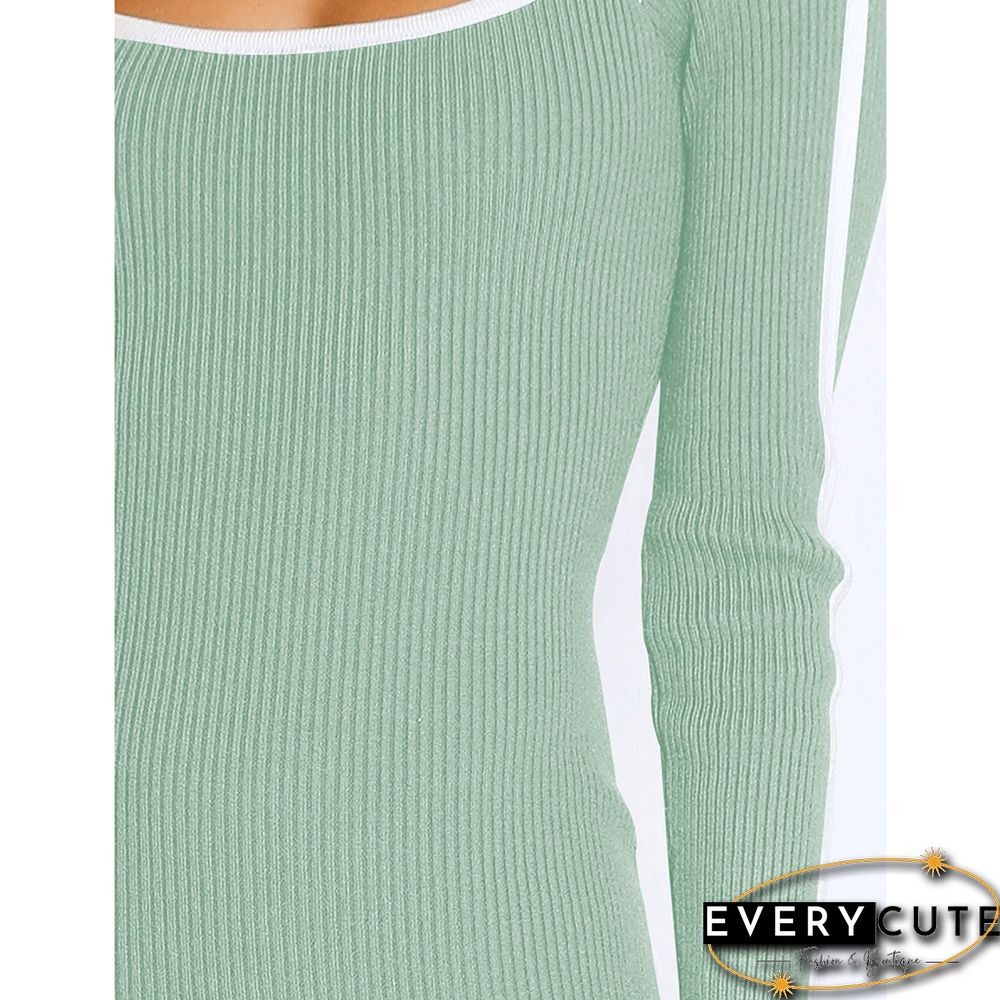 Light Green Cut-out Ribbed Split Bodycon Dress