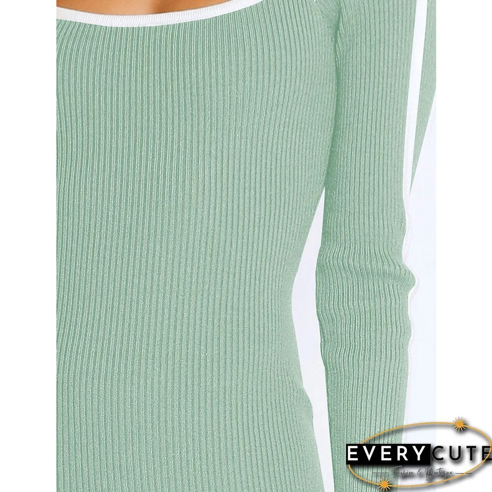 Light Green Cut-out Ribbed Split Bodycon Dress