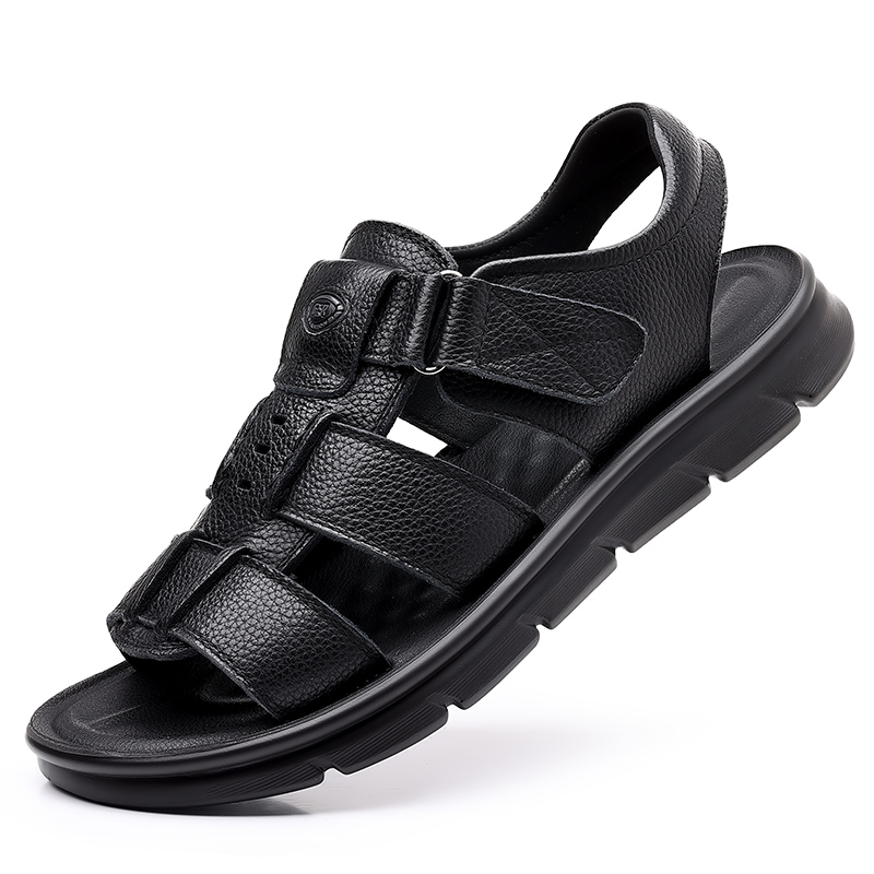 Cricsball fall outfits men Summer Sandals Genuine Leather Outdoor Men Beach Shoes Luxury Breathable Casual Sandal Man Wading Shoes Non-slip Slippers