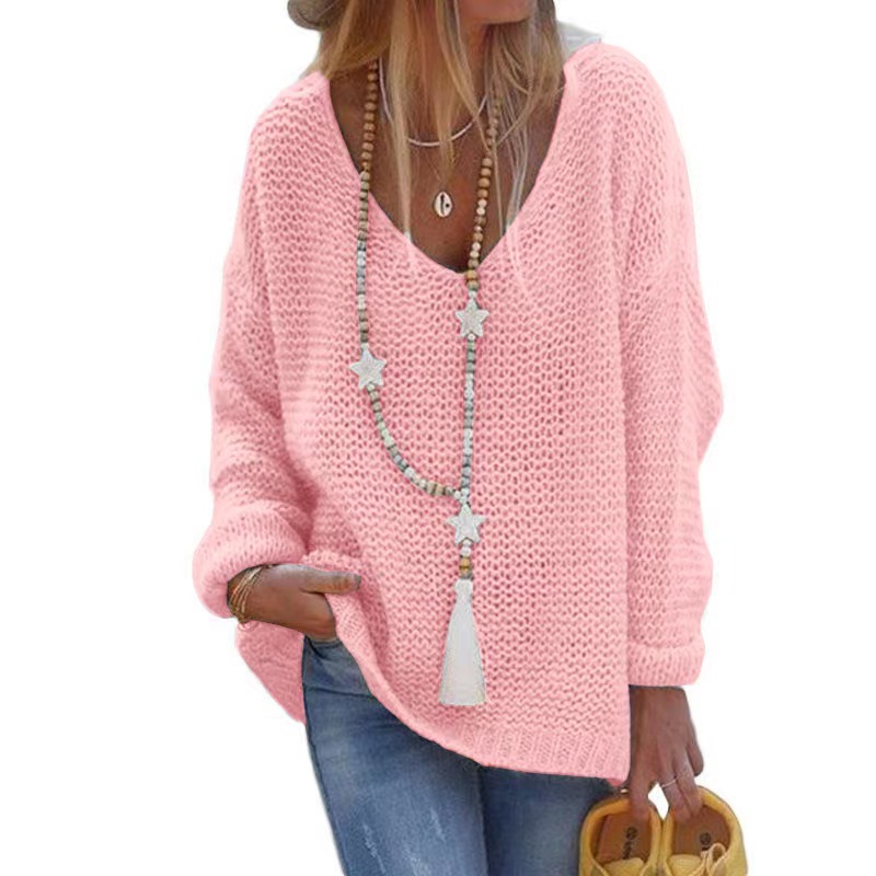 V Neck Asymmetric Long Sleeve Sweaters