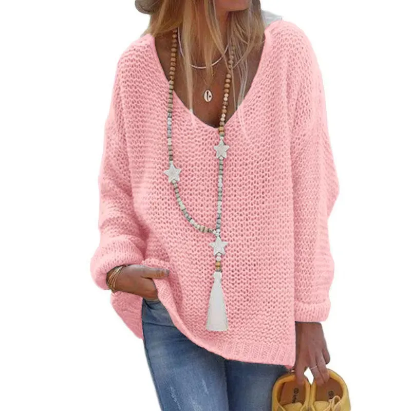 V Neck Asymmetric Long Sleeve Sweaters