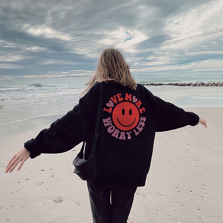 BrosWear BrosWear Love More Worry Less Print Sweatshirt