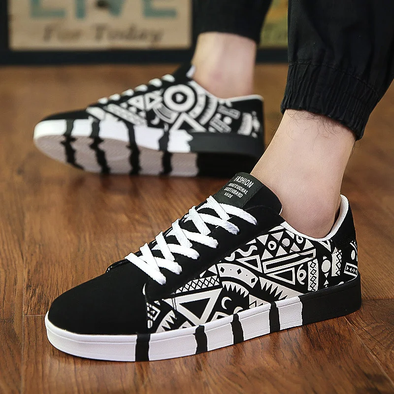 Tanguoant Tanguoant Canvas Shoes Men Flat Casual Shoes 2023 Fashion Graffiti Vulcanized Shoe Outdoor Student Walking Sneakers Zapatos Hombre