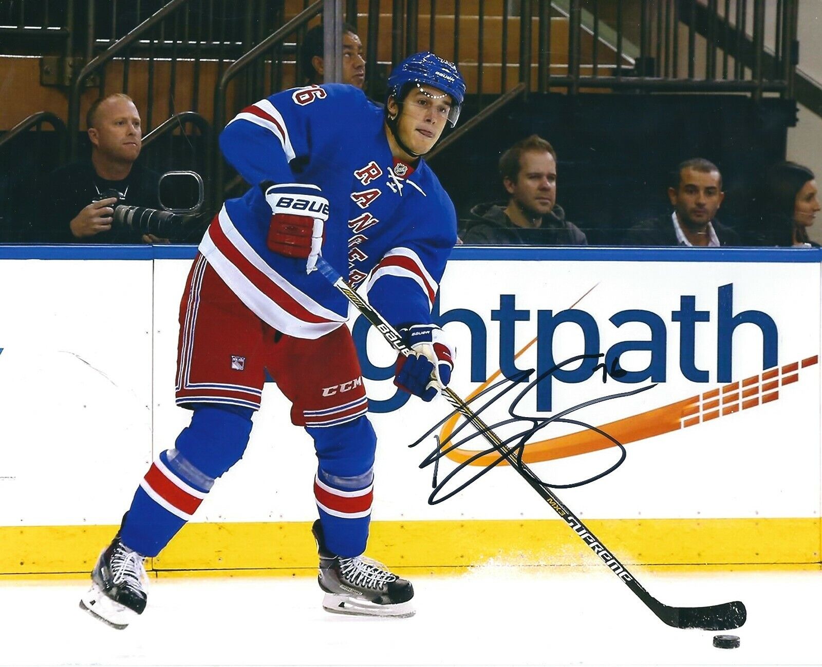 Autographed BRADY SKJEI New York Rangers Hockey 8x10 Photo Poster painting w/COA