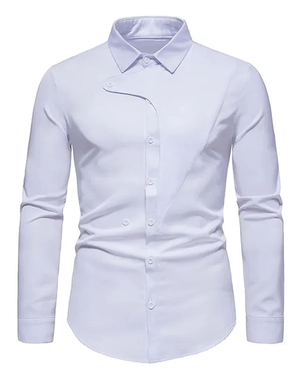 Men's Lapel Casual Patchwork Long Sleeve Top