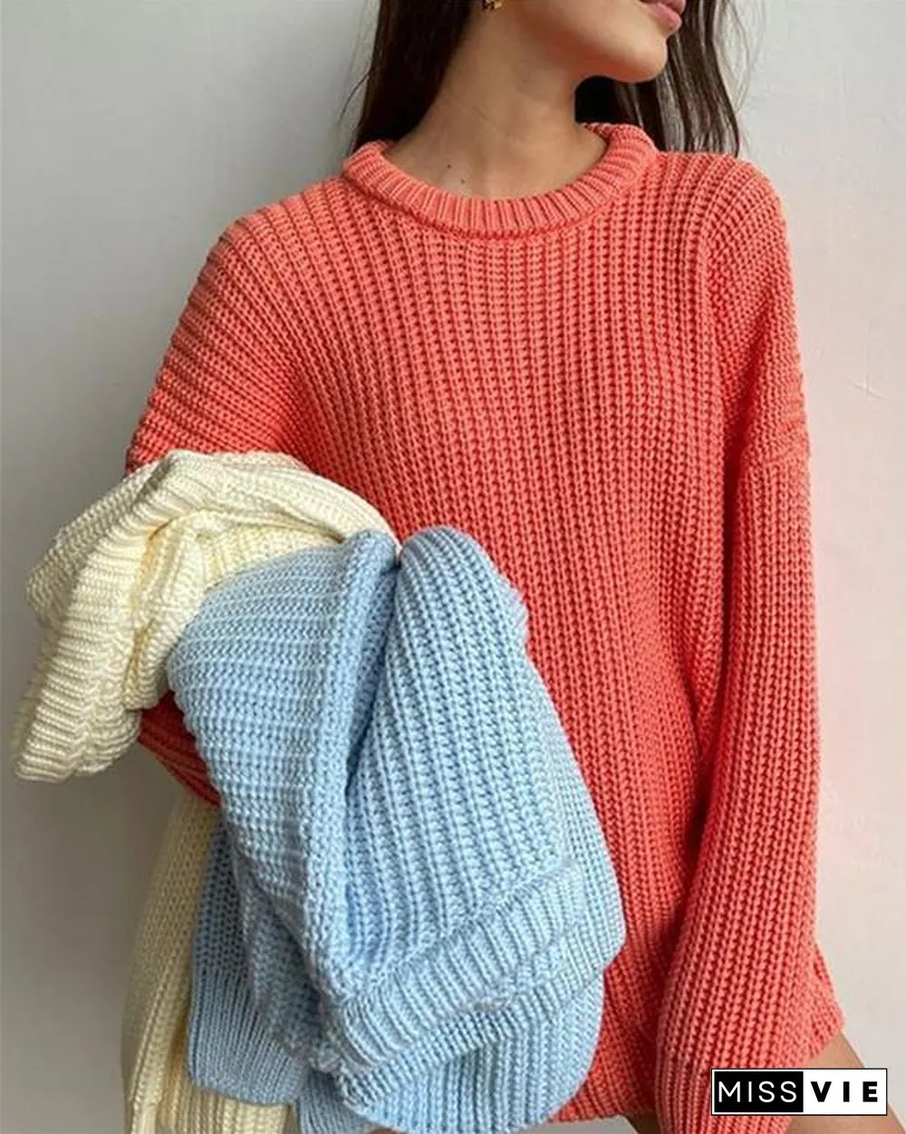 Loose Long-sleeved Round Neck Sweater