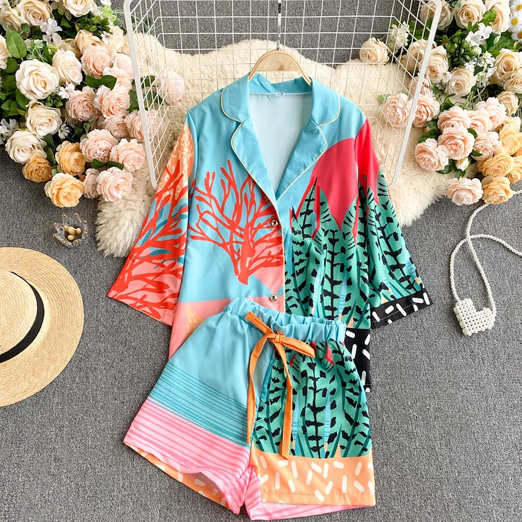 Morisly Vocation Color Block Printed  Two Piece Set