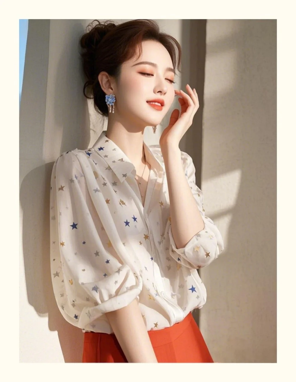 Athvotar Athvotar Light Luxury Loose Half-Sleeved Polo Collar Shirt Female Design Sense Of Small Spring And Autumn Single Special To Super Good-Looking Top