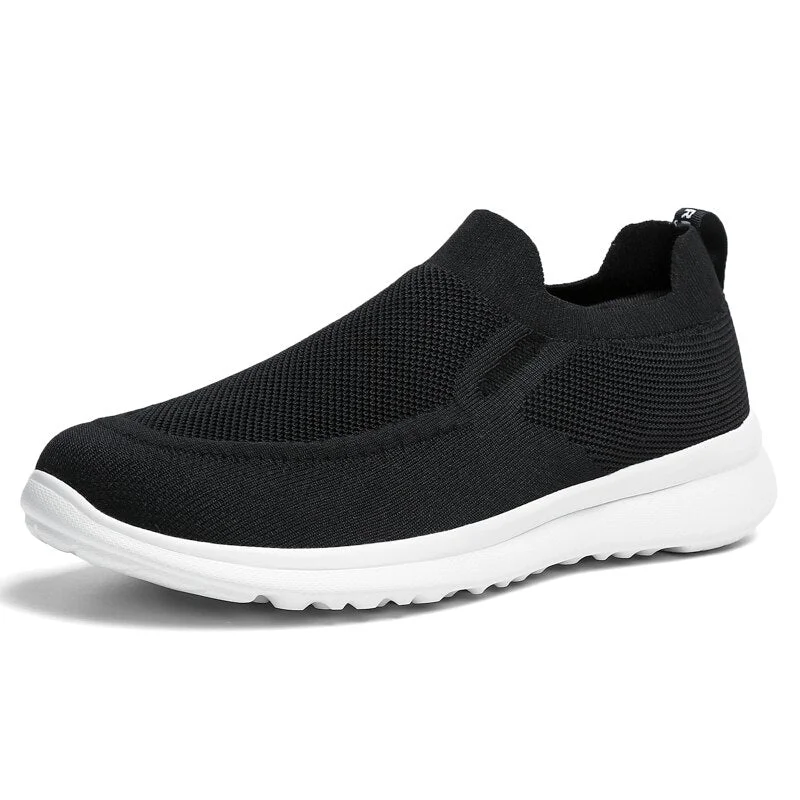 Mesh Men Shoes Lightweight Sneakers Men Fashion Casual Walking Shoes Breathable Slip on Mens Loafers Black Size 45 Footwear