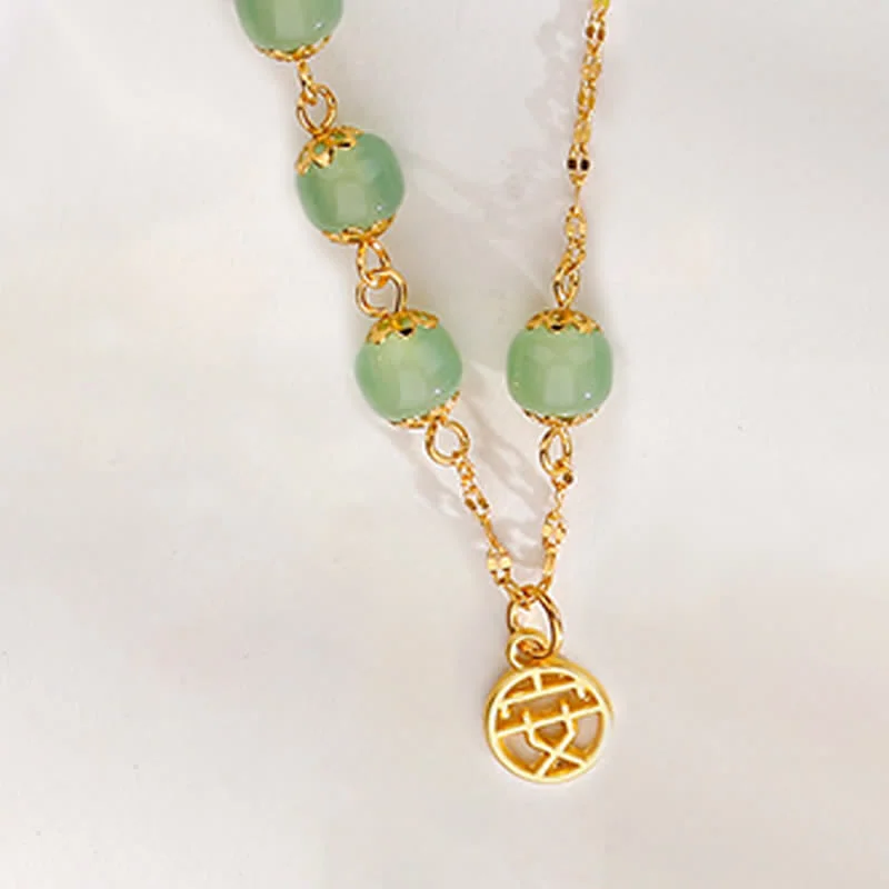 Jade Bead Peace Happiness Prosperity Chain Bracelet