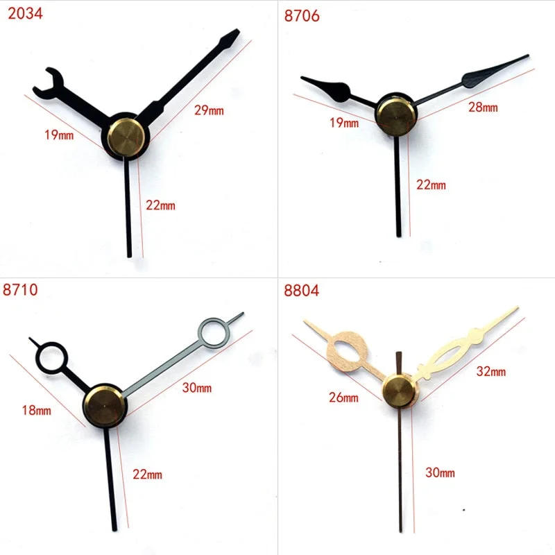 DIY Short Clock Hands Suitable for Table Alarm Clock Repair Parts Metal Hour Hand Minute Hand Second Hand Small Clock Pointer