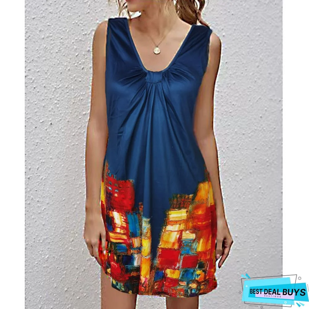 V-Neck Sexy Print Dress