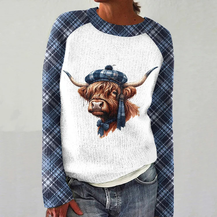 Comstylish Scotland Highland Cow Cozy Knit Sweater