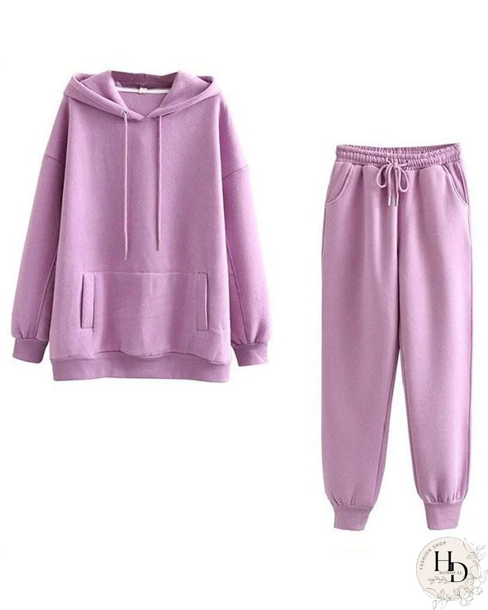 Women Oversize Fleece Tracksuits 2 Pieces Sets Streetshot Hoodie&Sweatpants