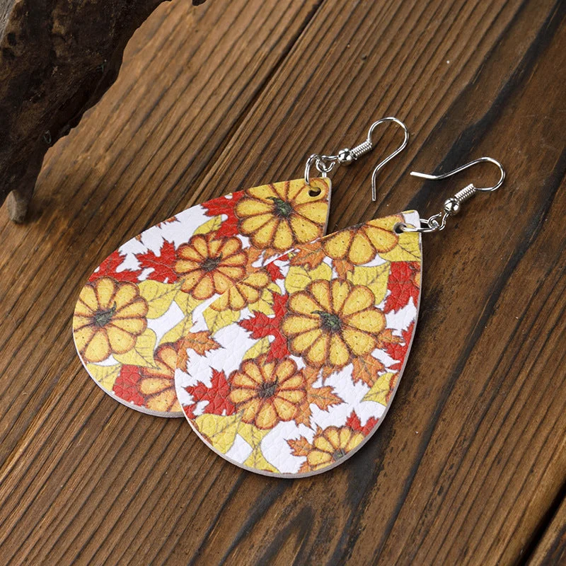 Maple Leaf Thanksgiving Leather Earrings