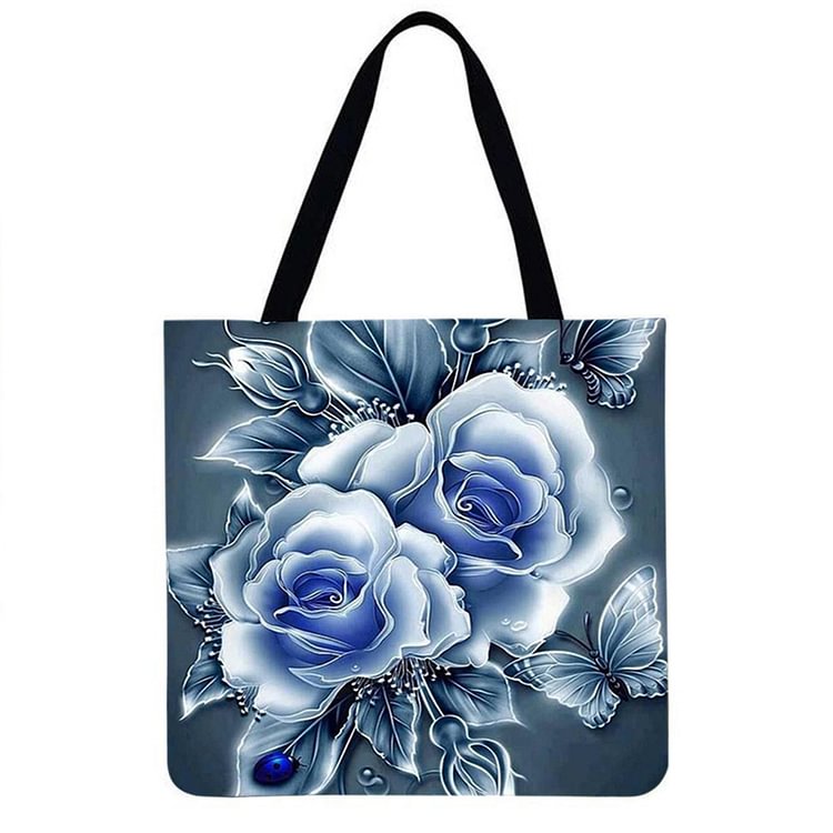 Blue Rose - Linen Tote Bag