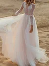 Lace Split-Joint Long Sleeves Wedding Maxi Dress
