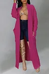Women's Long Knit Solid Color Dual Pocket Cardigan