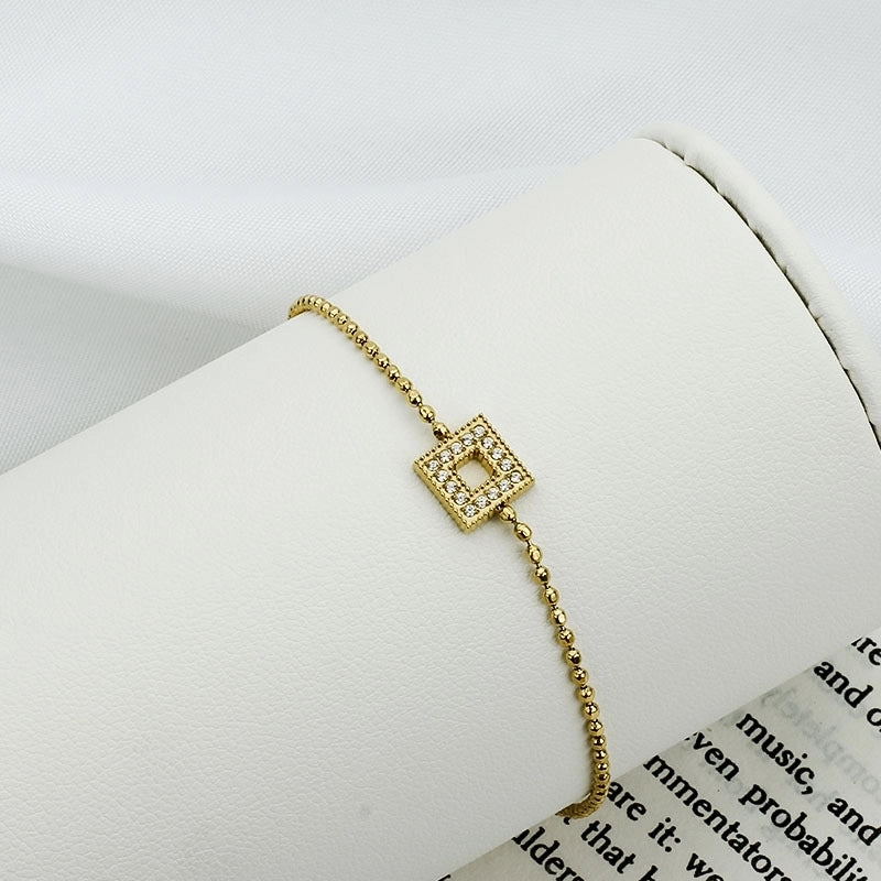 Minimalist Geometric Heart Shape Titanium Steel Zircon Bracelets In Bulk