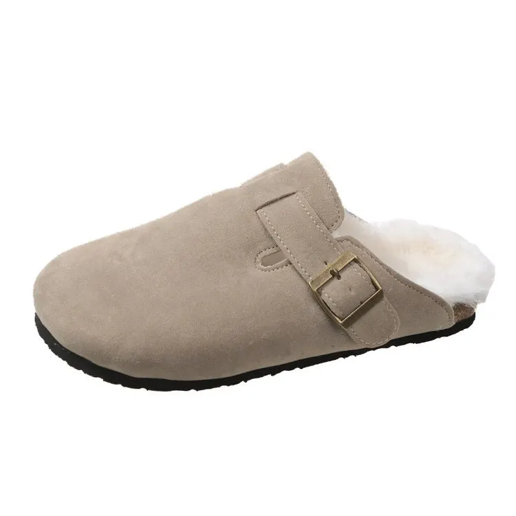 Churchf Churchf Slippers Female 43 Large Size Leisure Half Lazy Flat Round Cotton Slippers