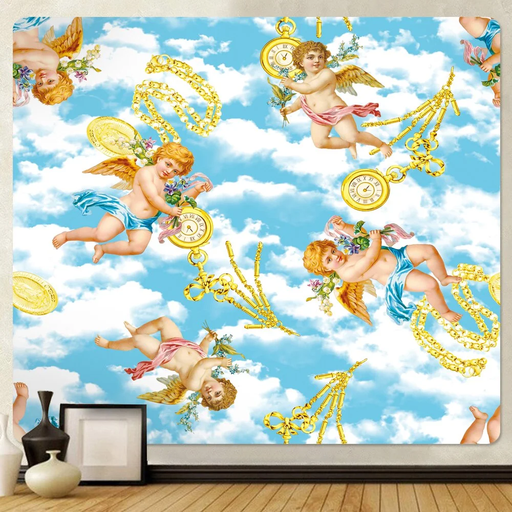 Nigikala Church mural Angel home decor psychedelic scene tapestry Bohemian decorative sheet sofa blanket Hippie yoga mat